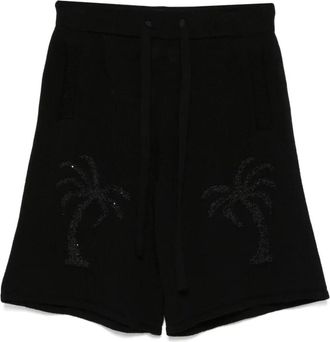 Laneus Geborduurde shorts met elastische tailleband - Heren - Korte Broeken - Zwart - M - Pailletten - Korte Broeken