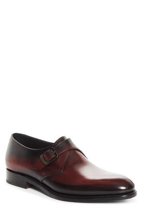 Ferragamo Sullivan Single Monk Strap Oxford in Cordovan/Nero at Nordstrom, Size 10.5
