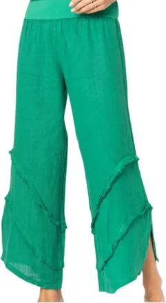 Puro Lino Ravello Linen Capri Pants In Emerald Green