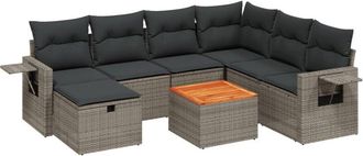 vidaXL Vidaxl - Set De Sof&aacute;s De Jard&iacute;n 8 Pzas Y Cojines Rat&aacute;n Sint&eacute;tico Gris