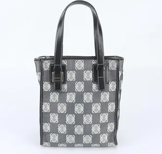 Loewe Black Leather Canvas Handbag Shoulder Bag Tote Bag (Pre-Owned)