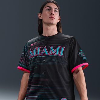 Nike Miami Marlins City Connect Mens Nike Mens Dri-FIT ADV MLB Limited Jersey in Black | LM250CNEMQM-1U2