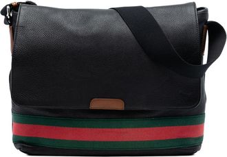 Gucci Pre-owned Gucci Leather Web Messenger Bag Unisex 281421 002058