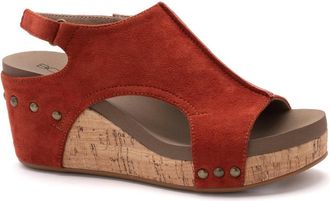 Corkys Footwear Womens Carley Wedge Sandal In Rust Suede