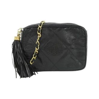 Chanel Pre-owned Lizard Schoudertas - Dames - Pre-owned - Zwart - Maat: ONE Size Leer