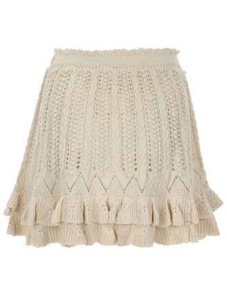 Isabel Marant Nelle Open-Knit Scalloped Mini Skirt
