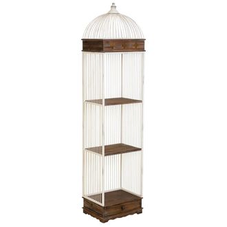 Wanderlust Deco Estanter&iacute;a de madera y metal blanca, 3 baldas y 1 caj&oacute;n 41x31x172h cm