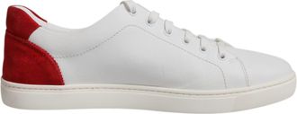 Dolce & Gabbana White Suede Leather Low Top Sneakers Mens Shoes (Pre-Owned)