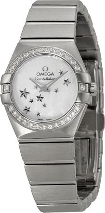 Omega Pre-owned Omega Constellation Star Diamond Mother of Pearl (with bevelled polished steel sta Dial Ladies Watch 123.15.24.60.05.003