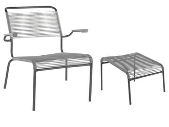 Schubiger M&ouml;bel Spaghetti-Lounger + Hocker S&auml;ntis mit Armlehnen