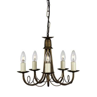 Netlighting Minster 5 Light Chandelier Black Gold Finish E14