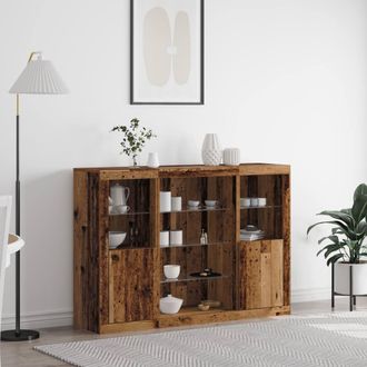 Berkfield Home Sideboard with LED Lights Old Wood 142.5x37x100 cm Engineered Wood in Brown