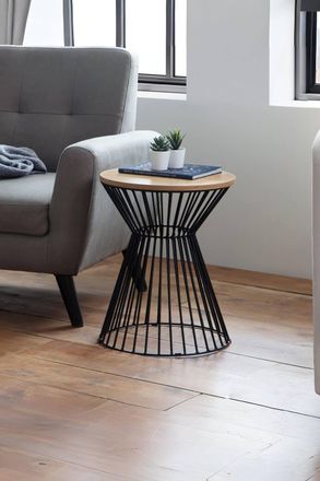 Julian Bowen Jersey Round Wire Side Table in Light Oak