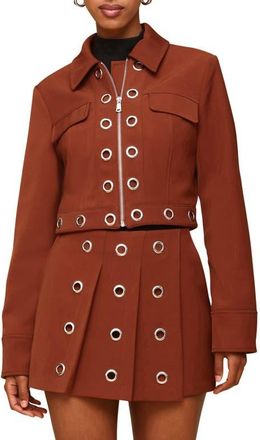 Avec Les Filles Grommet Crop Jacket in Rust at Nordstrom, Size Small