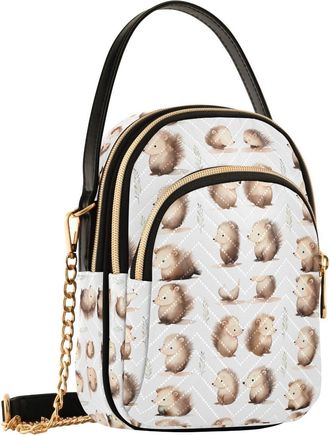 Generic Hedgehog Crossbody Bag for Women, Detachable Chain Bag Phone Purse Shoulder Handbag Wallet