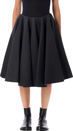 Ami Structured Peplum Midi Skirt in Double Wool Gabardine