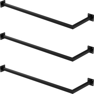 ML Design Ml-design - Set 3x Percheros De Pared Para Esquina 90 X 30 Cm De Acero Inoxidable Negro Forma De L Para Vestidor Armario Ba&ntilde;o O Cocina Barra De Almace