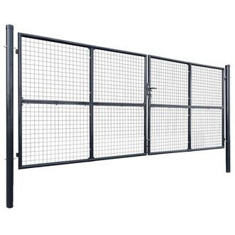 Berkfield Home Mesh Garden Gate Galvanised Steel 400x150 cm Grey