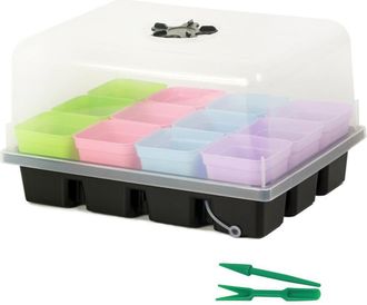 OEM Kit De D&eacute;marrage De Semences - Plateau &Agrave; 12 Trous Avec D&ocirc;me Transparent - Pour Germination Int&eacute;rieure Sur Balcon Ou Rebord De Fen&ecirc;tre - 1 Unit&eacute;