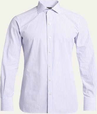 Tom Ford Mens Cotton Pinstripe Slim-Fit Dress Shirt