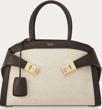 Ferragamo Women Hug bicolor handbag (M) Beige