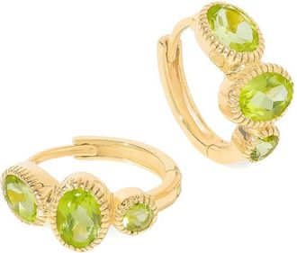 Tiramisu Plated 2.78 Ct. Tw. Peridot Hoop Earrings