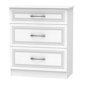 Welcome Furniture Dakar Ready Assembled Deep Chest of Drawers with 3 Drawers - Signature White - Welcome Furniture | TJ Hughes