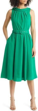 Julia Jordan Donna Ricco Sleeveless Belted A-Line Dress in Green at Nordstrom Rack, Size 2