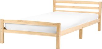 Beliani Cama Con Somier Estilo Minimalista De Madera De Pino 120 X 200 Cm Marr&oacute;n Claro Echallon