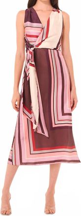 Misa Kina Dress In Chocolate Geo Stripe