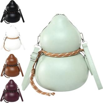 Generic QCDZSW Womens Vintage Calabash Shoulder Bag, Faux Leather Gourd Shape Crossbody Purse with Adjustable Strap, Large Capacity(Green)