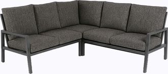 ED&Egrave;N JARD&Iacute; Sof&aacute; esquinero de jard&iacute;n de aluminio antracita con cojines grises