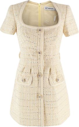 Self Portrait Yellow Boucle Mini Dress Size XS