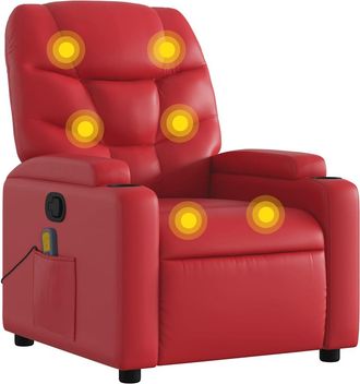 vidaXL Sill&oacute;n De Masaje Reclinable Cuero Sint&eacute;tico Rojo Vidaxl