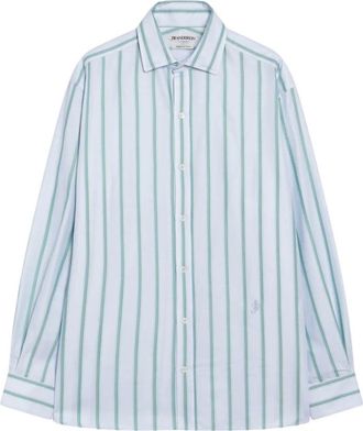 J.W.Anderson Overhemden, Heren, Blauw, M, Katoen, Gestreepte Dress Shirt