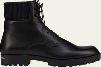 Christian Louboutin Mens Trapman Leather Lug-Sole Lace-Up Boots
