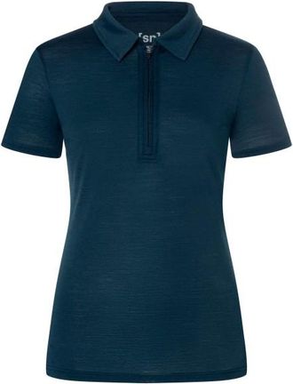 super.natural Zip Polo Merinoshirt f&uuml;r Damen | blau