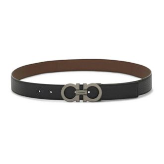Ferragamo Accessoires, Dames, Zwart, 115 CM, Leer, Double Adjus Reversible Riem