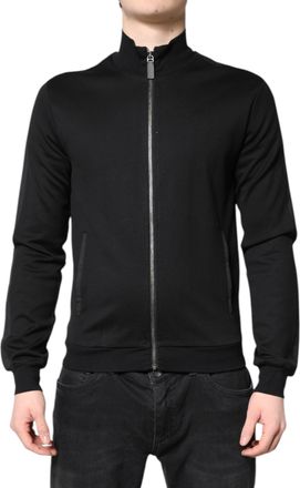 Dolce & Gabbana Black Cotton Logo Full Zip Men Bomber Mens Jacket