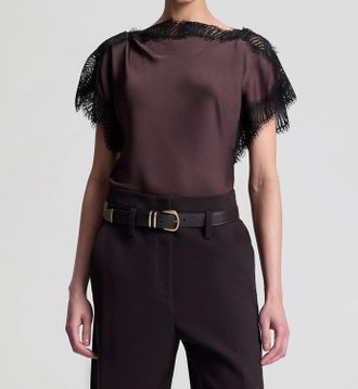 A.L.C. Luna Satin Top In Cocoa Black