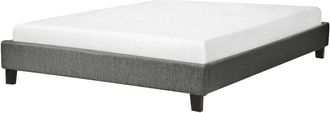 Beliani Beliani - Modern Fabric eu Double Bed Frame 4ft6 Dark Grey Polyester Linen Roanne