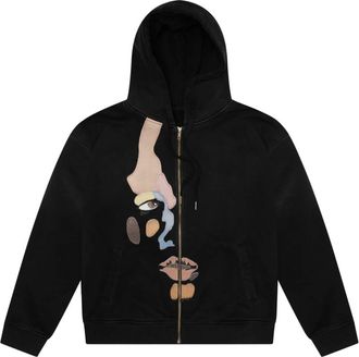 KidSuper Studios Hoodies & sweatvesten, Heren, Zwart, L, Zwarte Side Eye Face Hoodie