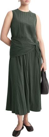 Mango Sleeveless Sash Tie Dress in Khaki Green at Nordstrom, Size 10