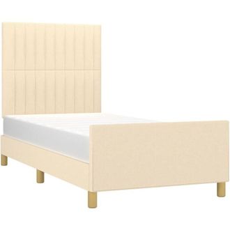 vidaXL Estructura De Cama Sin Colch&oacute;n Tela Crema 100x200 Cm Vidaxl