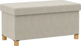 OEM Banco Almacenaje Capacidad De 67 L 76x38x38 Cm Tapizado En Terciopelo Carga 120 Kg Para Sala De Estar Dormitorio Crema
