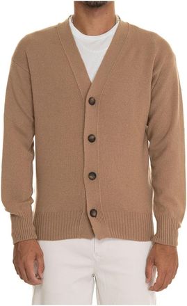 Gran Sasso Wollen knoopvest met gestreepte details - Heren - Vesten - Beige - M - Wol - Truien & Vesten