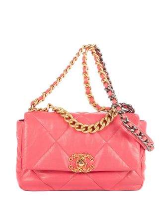 Chanel small Classic 19 Flap shoulder bag - women - Lamb Skin - One Size - Pink