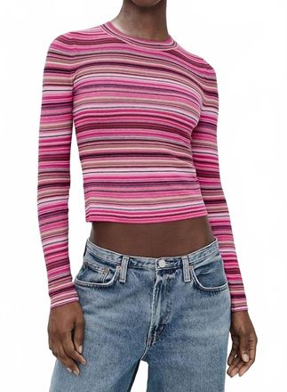 Pistola Denim Madison Striped Sweater In Pink Brown Multi