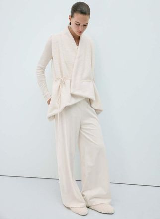 Mango Gilet montone incrociato bianco avorio - Donna - S - MANGO