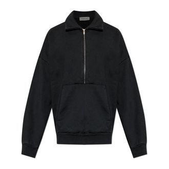 Fear of God Zip-throughs, male, Black, Size: XS Sunfaded Half Zip Polo Sweatshirt